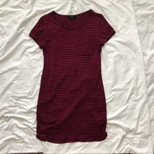 Maroon striped T-shirt body on dress